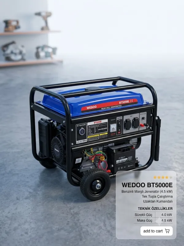 WEDOO BT5000E BENZİNLİ MARŞLI JENERATÖR